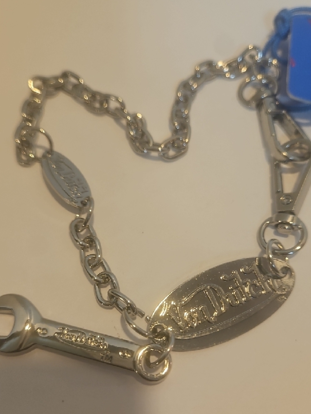 Von Dutch Silver-Tone Logo Chain With Wrench Charm For Purse Or Bag.. - Picture 2 of 4